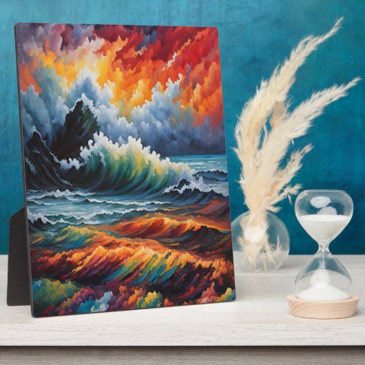Fiery Ocean Storm - Abstrakte Seascape Art Fotoplatte (Seite)