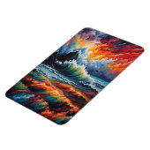 Fiery Ocean Storm - Abstrakte Seascape Art Magnet (Linke Seite)