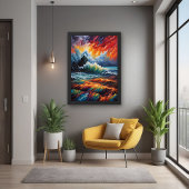 Fiery Ocean Storm - Abstrakte Seascape Art Poster