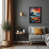 Fiery Ocean Storm - Abstrakte Seascape Art Poster