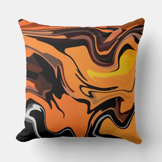 Fiery Orange Abstract Swirl Pattern Kissen (Vorderseite)