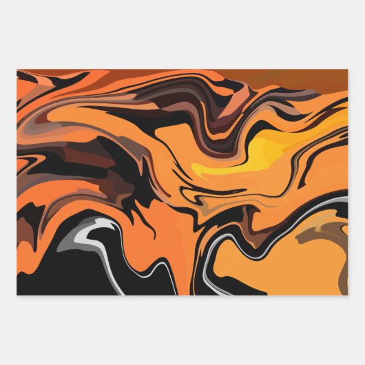 Fiery Orange Abstrakt Swirl Pattern Geschenkpapier Set (Vorderseite 2)