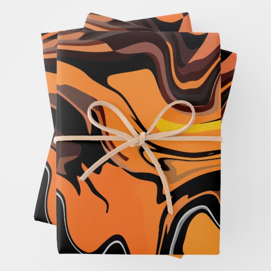 Fiery Orange Abstrakt Swirl Pattern Geschenkpapier Set (Beispiel)