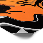 Fiery Orange Abstrakt Swirl Pattern Poster (Ecke)