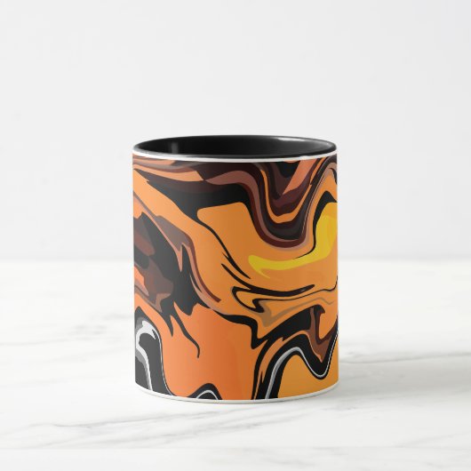 Fiery Orange Abstrakt Swirl Pattern Tasse (Zentrum)