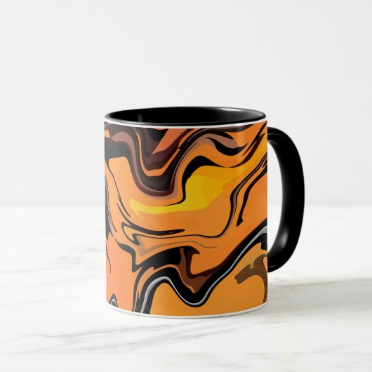 Fiery Orange Abstrakt Swirl Pattern Tasse (VorderseiteRechts)