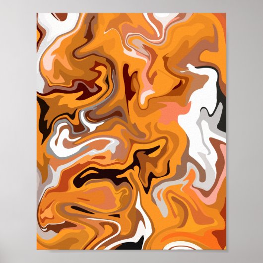 Fiery Orange Abstrakt Swirl Poster (Vorne)