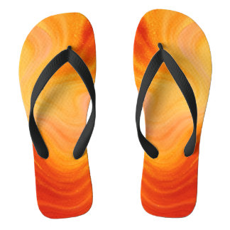 Fiery Orange Gold Marble Flip Flops Badesandalen