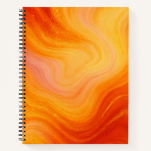 Fiery Orange Gold Marble Notebook Notizblock