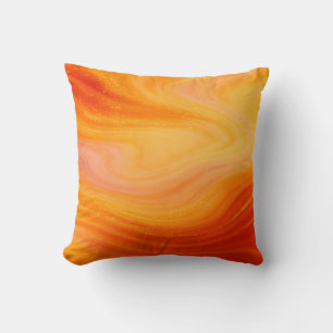 Fiery Orange Gold Marble Throw Kissen