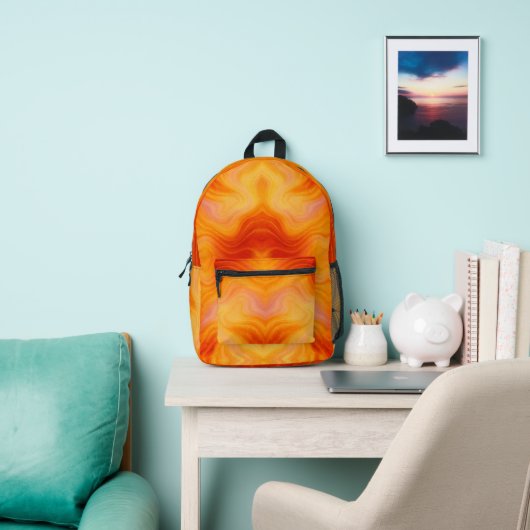 Fiery Orange Marble Swirl Pattern Backpack Bedruckter Rucksack (InSitu)