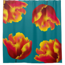 Fiery Orange Parrot Tulips Duschvorhang
