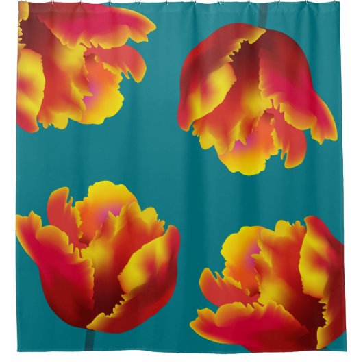 Fiery Orange Parrot Tulips Duschvorhang (Vorderseite)
