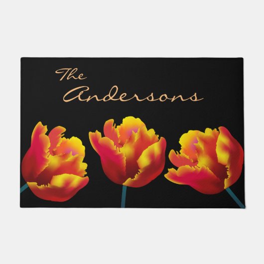 Fiery Orange Parrot Tulips Personalisiert Fußmatte (Vorderseite)