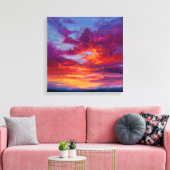 Fiery Orange Purple Abstract Landscape Canvas Prin Leinwanddruck (Insitu (Wohnzimmer))