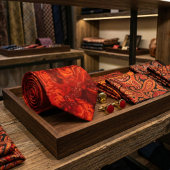 Fiery Orange Red Marble: Abstract Swirl Desgn Krawatte