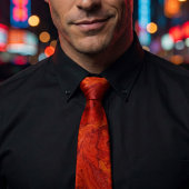 Fiery Orange Red Marble: Abstract Swirl Desgn Krawatte