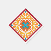 Fiery Orange Spanish Tile mit Blue Accents Serviette (Ecke)