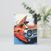 Fiery Orange Tailfin Pop Art Scene Postkarte (Stehend Vorderseite)