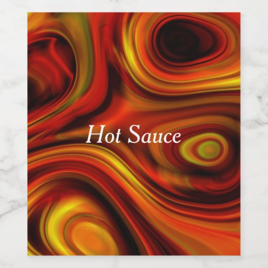 Fiery Orange und Yellow Pattern Weinetikett (Einzelnes Label)