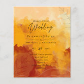 Fiery Orange Watercolor Abstrakt Sunset Wedding (Vorderseite)
