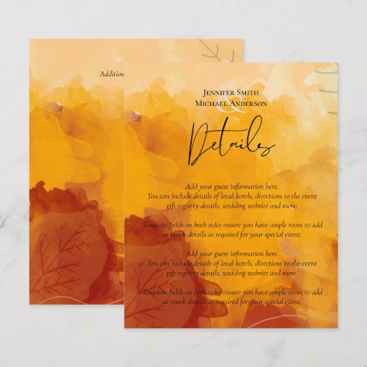 Fiery Orange Watercolor Abstrakt Sunset Wedding (Vorne/Hinten)