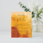Fiery Orange Watercolor Abstrakt Sunset Wedding (Stehend Vorderseite)
