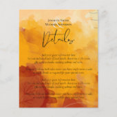 Fiery Orange Watercolor Abstrakt Sunset Wedding (Vorderseite)