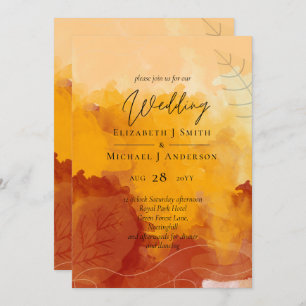 Fiery Orange Watercolor Abstrakt Sunset Wedding