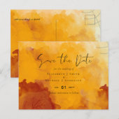 Fiery Orange Watercolor Abstrakt Sunset Wedding Postkarte (Vorne/Hinten)