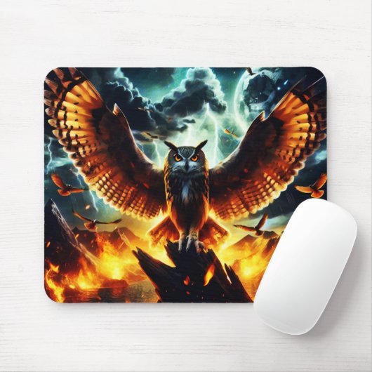 Fiery Owl Moonrise Mousepad (Mit Mouse)