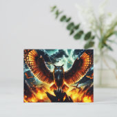 Fiery Owl Moonrise Postkarte (Stehend Vorderseite)