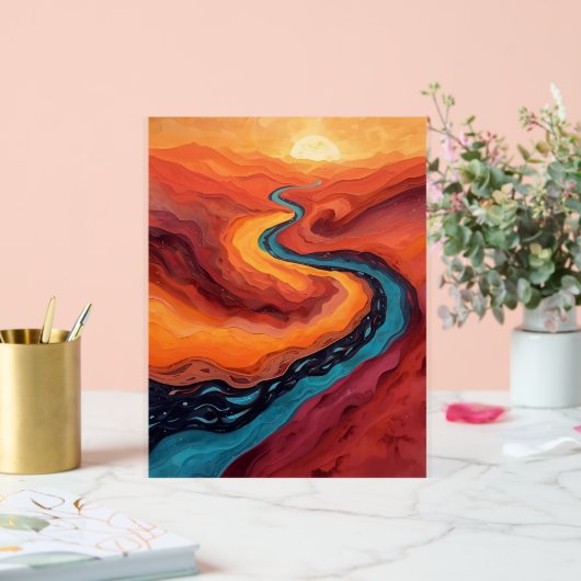Fiery Path - Lebhafte Abstrakte Sonnenuntergangsla Acrylschild (Hochzeit)