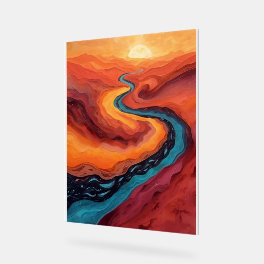 Fiery Path - Lebhafte Abstrakte Sonnenuntergangsla Acrylschild (Winkel)