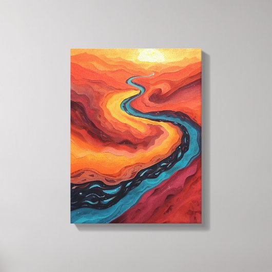 Fiery Path - Lebhafte Abstrakte Sonnenuntergangsla Leinwanddruck (Vorderseite)