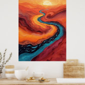 Fiery Path - Lebhafte Abstrakte Sonnenuntergangsla Poster (Küche)