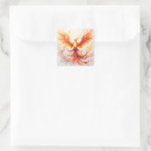 Fiery Pheonix Flying Rising from Ashes Quadratischer Aufkleber (Tasche)
