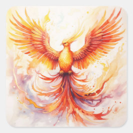 Fiery Pheonix Flying Rising from Ashes Quadratischer Aufkleber