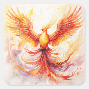 Fiery Pheonix Flying Rising from Ashes Quadratischer Aufkleber