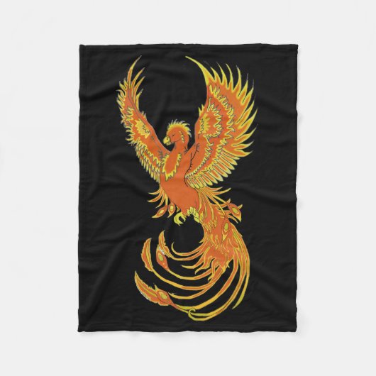 Fiery Phoenix auf Black Fleece Blanket (Vorderseite)