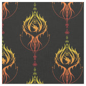 Fiery Phoenix auf schwarz Stoff (Nahaufnahme)