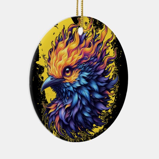 Fiery Phoenix Bird Art Keramik Ornament (Rechts)