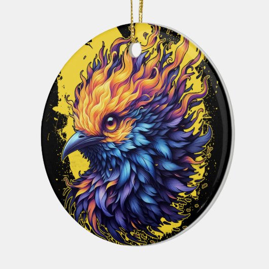 Fiery Phoenix Bird Art Keramik Ornament (Links)