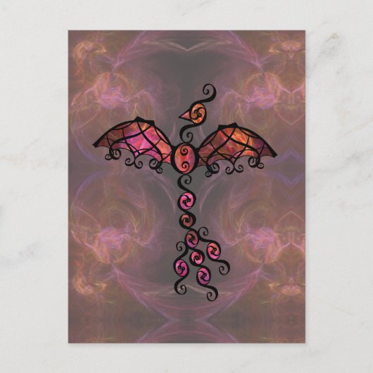 Fiery Phoenix Bird "Awake" Verziertes Black Design Postkarte (Vorderseite)