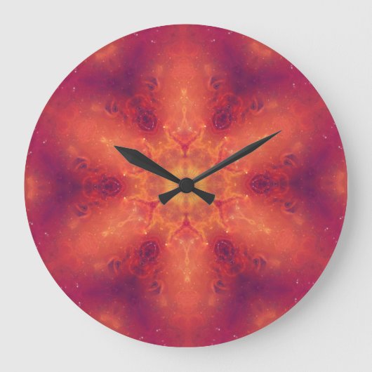Fiery Phoenix Burning Snowflake Große Wanduhr (Vorderseite)