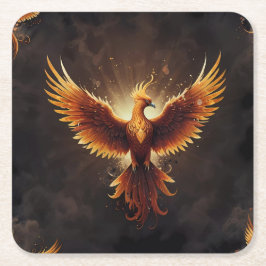 Fiery Phoenix Cushion Rechteckiger Pappuntersetzer