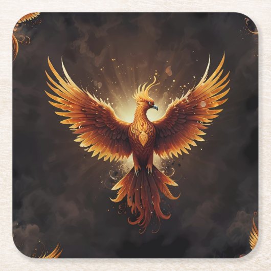 Fiery Phoenix Cushion Rechteckiger Pappuntersetzer (Vorderseite)