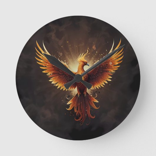 Fiery Phoenix Cushion Runde Wanduhr (Vorderseite)