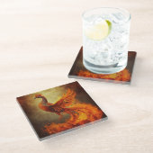 Fiery Phoenix in Mist Glasuntersetzer (Schrägansicht)