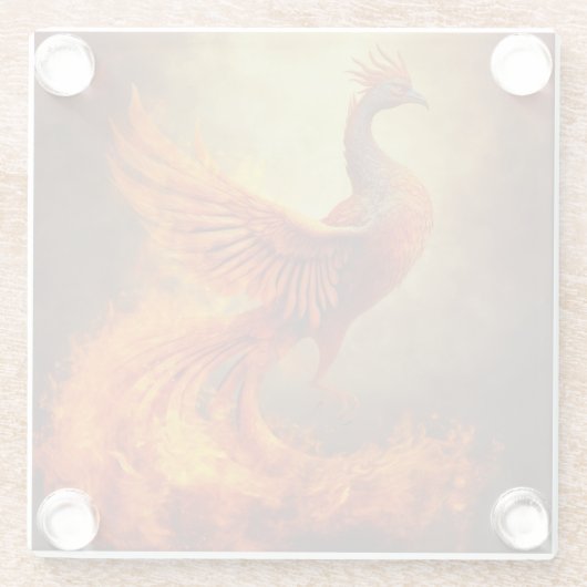 Fiery Phoenix in Mist Glasuntersetzer (Rückseite)
